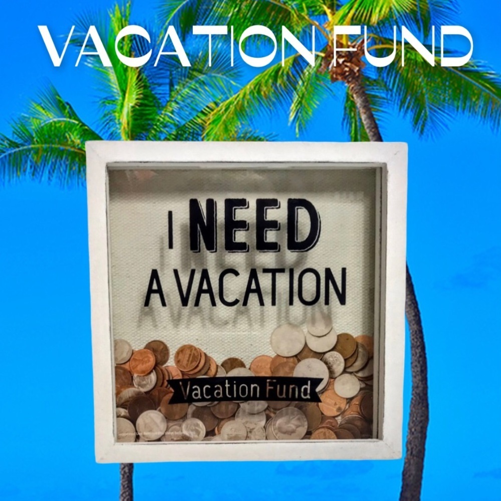 Tabletop Vacation Fund Coin Box, White: